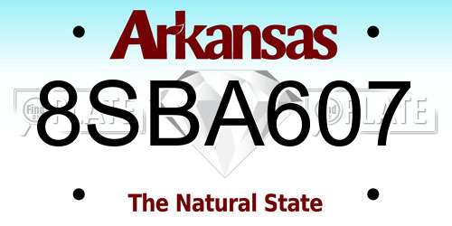8SBA607 Arkansas License Plate