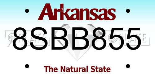 8SBB855 Arkansas License Plate