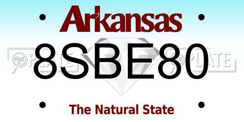 8SBE80 Arkansas License Plate