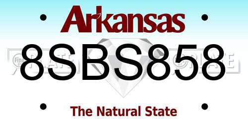 8SBS858 Arkansas License Plate