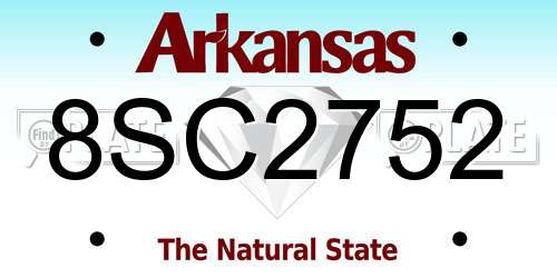 8SC2752 Arkansas License Plate