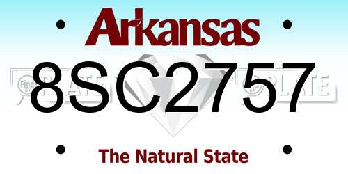 8SC2757 Arkansas License Plate