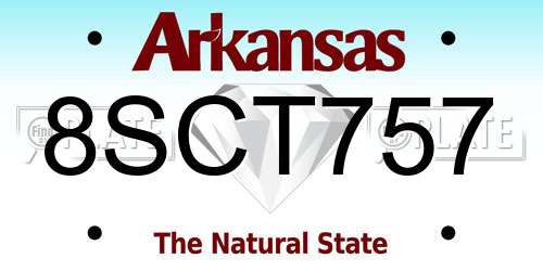8SCT757 Arkansas License Plate