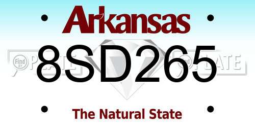 8SD265 Arkansas License Plate