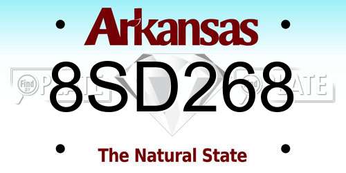 8SD268 Arkansas License Plate