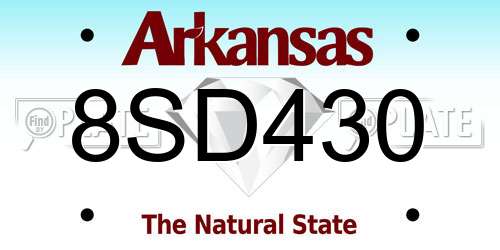 8SD430 Arkansas License Plate