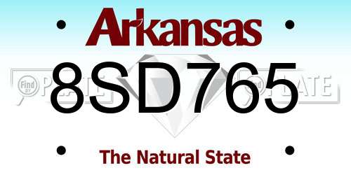 8SD765 Arkansas License Plate