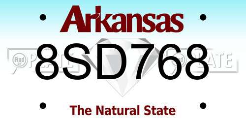8SD768 Arkansas License Plate
