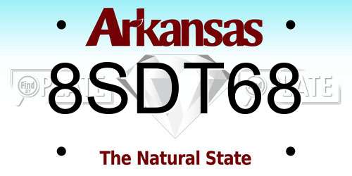 8SDT68 Arkansas License Plate