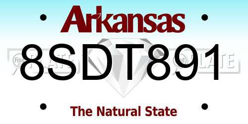 8SDT891 Arkansas License Plate