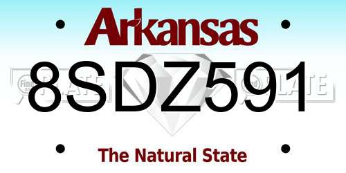 8SDZ591 Arkansas License Plate