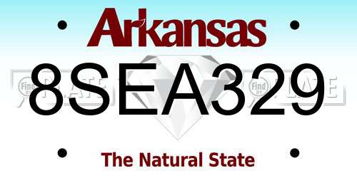 8SEA329 Arkansas License Plate