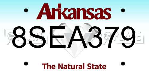 8SEA379 Arkansas License Plate