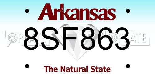 8SF863 Arkansas License Plate