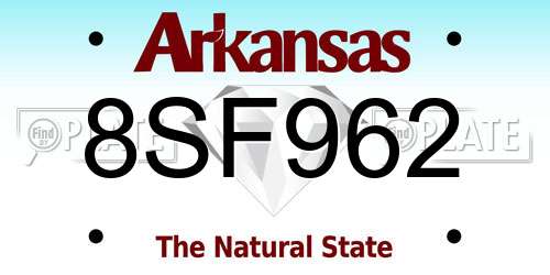 8SF962 Arkansas License Plate