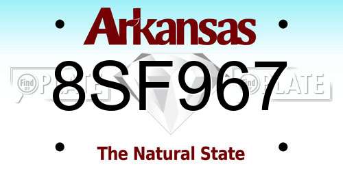 8SF967 Arkansas License Plate