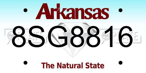 8SG8816 Arkansas License Plate
