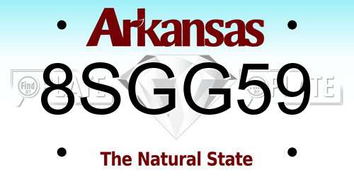 8SGG59 Arkansas License Plate