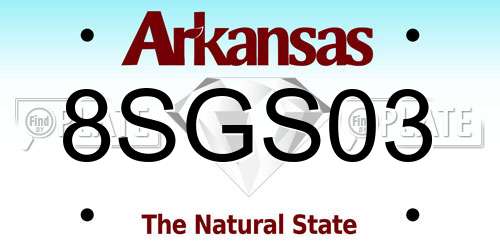8SGS03 Arkansas License Plate