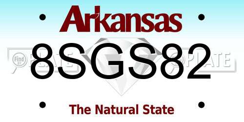 8SGS82 Arkansas License Plate