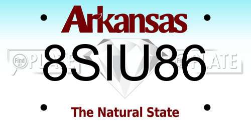 8SIU86 Arkansas License Plate
