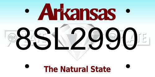 8SL2990 Arkansas License Plate