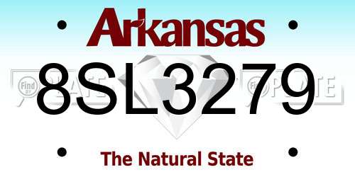 8SL3279 Arkansas License Plate