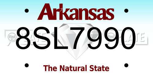 8SL7990 Arkansas License Plate