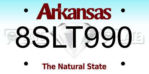 8SLT990 Arkansas License Plate