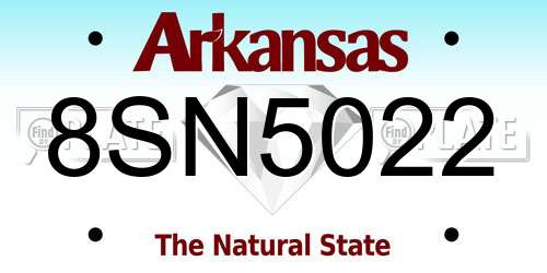 8SN5022 Arkansas License Plate