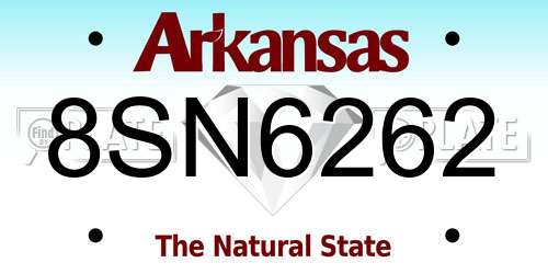 8SN6262 Arkansas License Plate