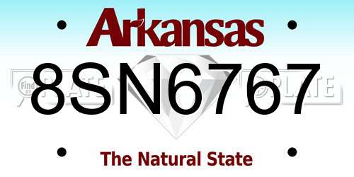 8SN6767 Arkansas License Plate