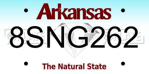 8SNG262 Arkansas License Plate