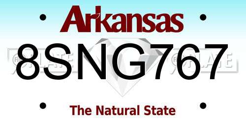 8SNG767 Arkansas License Plate