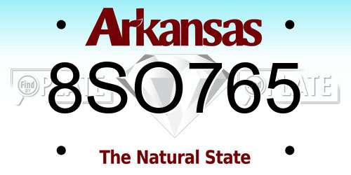 8SO765 Arkansas License Plate
