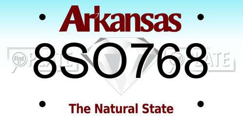 8SO768 Arkansas License Plate