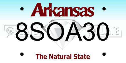 8SOA30 Arkansas License Plate