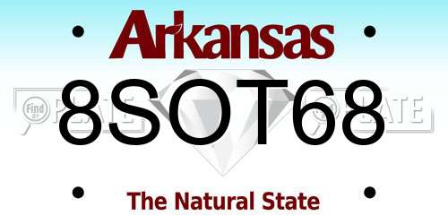 8SOT68 Arkansas License Plate