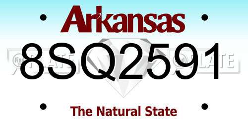 8SQ2591 Arkansas License Plate