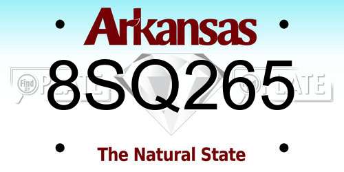 8SQ265 Arkansas License Plate