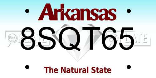 8SQT65 Arkansas License Plate