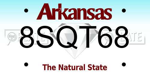 8SQT68 Arkansas License Plate
