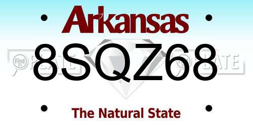 8SQZ68 Arkansas License Plate