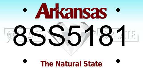 8SS5181 Arkansas License Plate