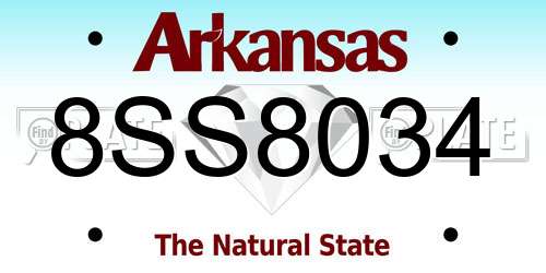 8SS8034 Arkansas License Plate