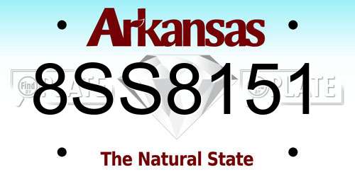 8SS8151 Arkansas License Plate