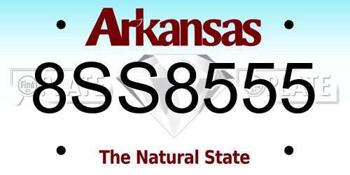 8SS8555 Arkansas License Plate