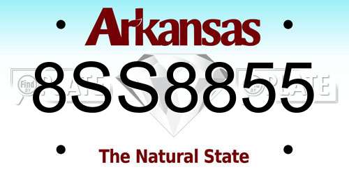 8SS8855 Arkansas License Plate