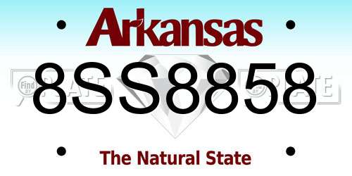 8SS8858 Arkansas License Plate