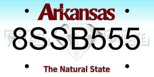 8SSB555 Arkansas License Plate